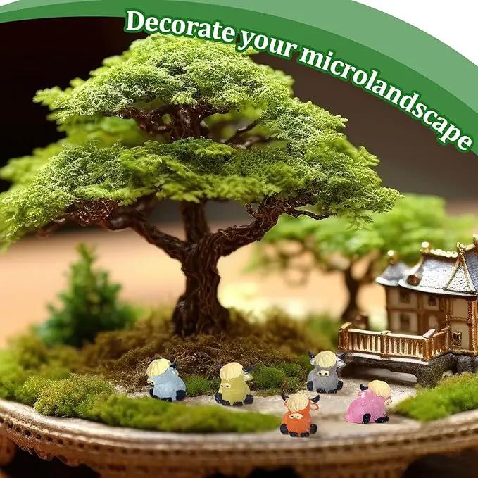50 Pcs Luminous Mini Highland Cow Figurines Resin Miniature Highlandcow Statues Tiny Cows Miniatures Glow in The Dark for Dollhouse Micro Landscape DIY Home Outdoor Party Decor by GreenHaven Gardens