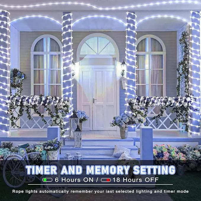 100FT 300 LED Rope Lights for Outside, Christmas String Lights with Waterproof 8 Modes, Connectable Plug in Fairy Lights for Indoor Bedroom Outdoor Patio Pool Garden Party Holiday Decor, White by GreenHaven Gardens