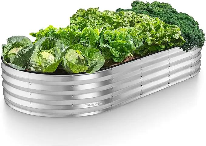 Galvanized Raised Garden Beds Outdoor // 6×3×1 ft Planter Raised Beds for Gardening, Vegetables, Flowers // Large Metal Garden Box // Patented Tool-Free Design (Silver) by GreenHaven Gardens