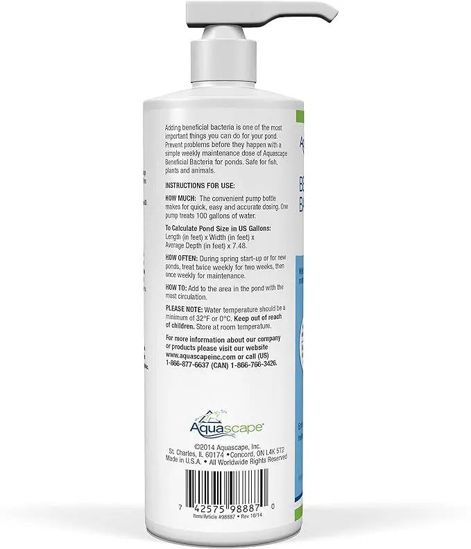 Aquascape Liquid Beneficial Bacteria for Pond and Water Features, 16-Ounce, Easy Pump Top Bottle | 98887 by GreenHaven Gardens