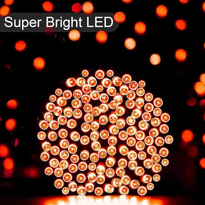 Orange Halloween Lights, 2 Pack Each 75.5Ft 200 LED Orange String Lights Outdoor, 8 Modes Solar Orange Lights for Thanksgiving Yard Tree Fall Christmas Halloween Decoration by GreenHaven Gardens
