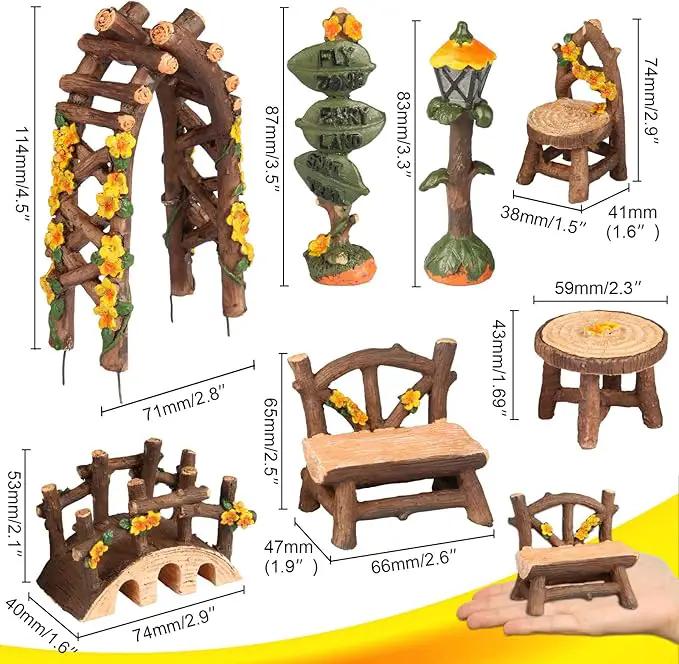 Fairy Garden Accessories, LATTOOK 8PCS Miniature Table and Chairs Set Fairy Garden Furniture Ornaments Kit for Dollhouse Accessories Home Outdoor Micro Landscape Decoration by GreenHaven Gardens