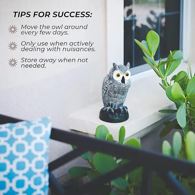 Galashield Owl Decoy to Scare Birds Away | Plastic Owls to Scare Birds Away | Owl Statue for Garden & Outdoors by Galashield [Set of 2] by GreenHaven Gardens