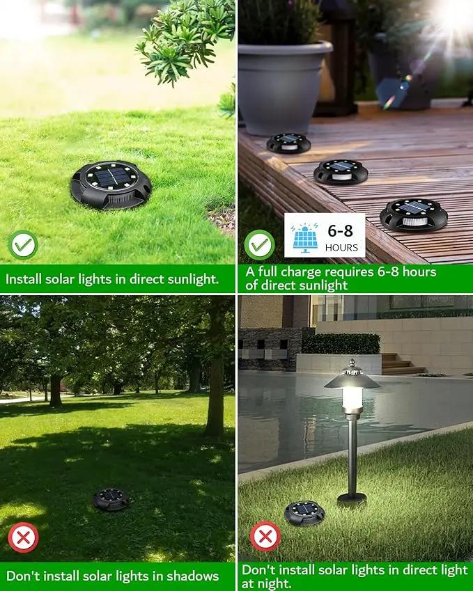 Biling Solar Ground Lights - 12 Pack Uplight & Sidelight, Waterproof Outdoor Lights for Yard, Driveway, Garden, Poolside (Warm White) by GreenHaven Gardens