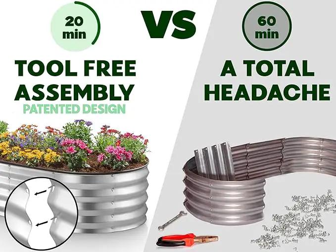 Galvanized Raised Garden Beds Outdoor // 6×3×1 ft (2-Pack) Planter Raised Beds for Gardening, Vegetables, Flowers // Large Metal Garden Box // Patented Tool-Free Design (Silver) by GreenHaven Gardens