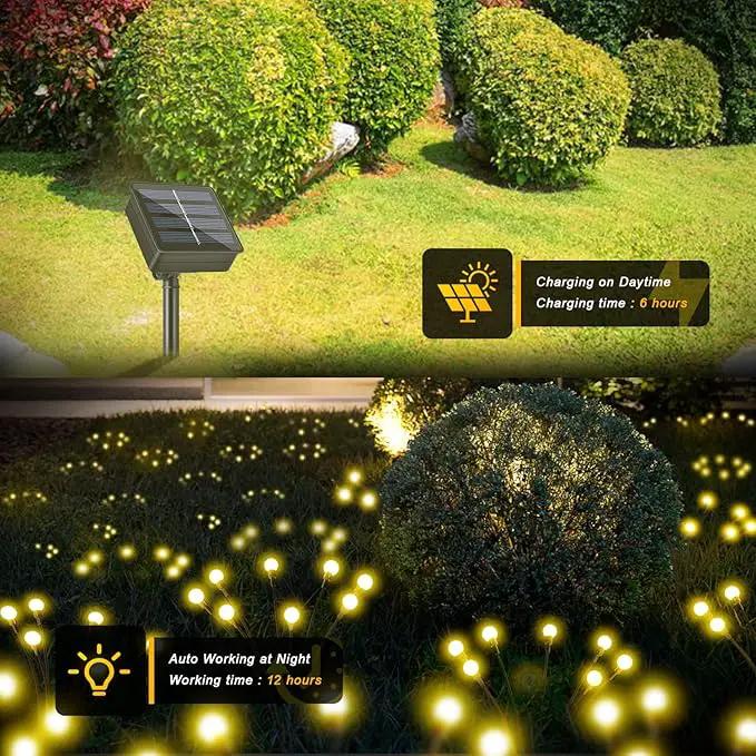 Solar Garden Lights,2Pack 16LEDs 8Modes Firefly Lights Outdoor Decorations, Swaying Light Sway by Wind,Firefly Solar Lights for Outside IP65 Waterproof,Yard Patio Decoration, Warm White by GreenHaven Gardens