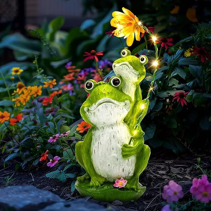 GIGALUMI Solar Garden Statues Loving Frog Garden Decor Figurine Lights for Outside, Yard Decorations Outdoor Patio Decor, Gardening Gifts for Women by GreenHaven Gardens