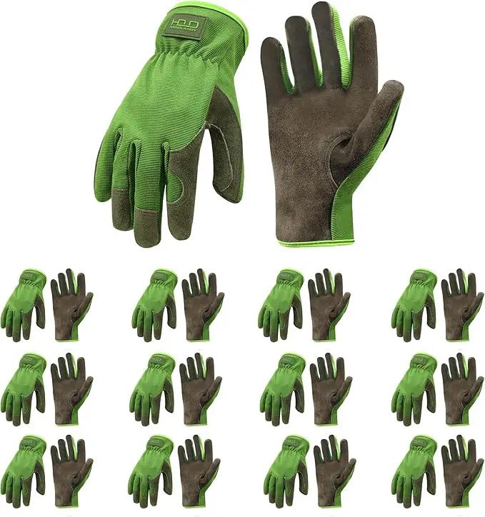 HANDLANDY Leather Work Gloves for Men & Women, Reinforced Durable Garden Gloves, Cowhide Working Glove for Gardening by GreenHaven Gardens