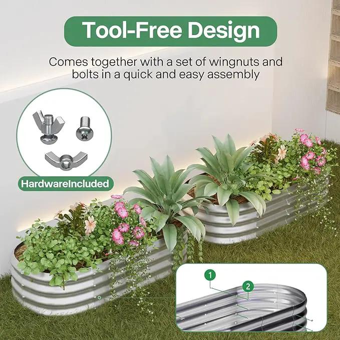 Galvanized Raised Garden Bed Kit, Galvanized Planter Garden Boxes Outdoor, Oval Large Metal for Vegetables,Flower,4x1.8x1FT by GreenHaven Gardens