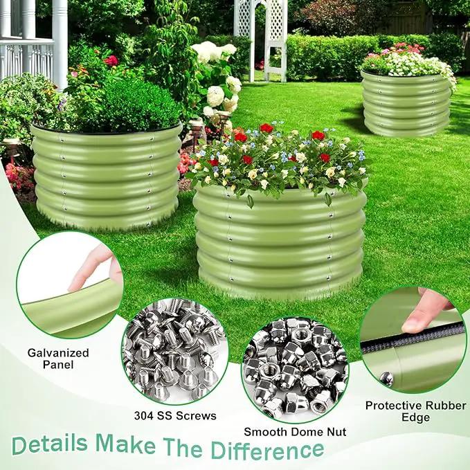 2x2x1.4ft Galvanized Raised Garden Bed, Deep Metal Garden Bed, Matcha Green Raised Garden Beds Outdoor, Raised Planter Box Kit for Vegetables, Flowers, Fruits by GreenHaven Gardens