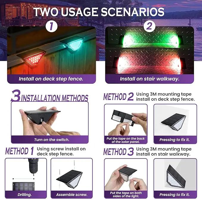 SOLPEX Solar Step Lights for Outside, 24 LEDs Solar Stair Lights Outdoor Waterproof Decor for Porch, Front Door, Stair, Step, Deck, Fence, Balcony, Patio, Wall, Yard, Garden(12 Pack,RGB) by GreenHaven Gardens