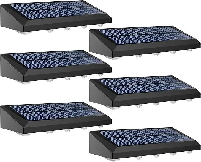 Solar Fence Lights Outdoor Waterproof IP65, 6 Pack Fence Lights Solar Powered 60 Lumens Auto On/Off Step Wall Lights Outside Decorations for Yard, Porch, Patio, Stairs, Pool, Deck, Garden- Warm Light by GreenHaven Gardens