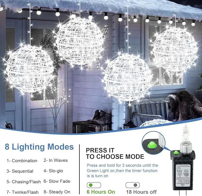 Christmas String Lights Outdoors,4 Pack 15.74" Sphere Lights,Ball Tree Garden Globe Lights for Home, Party, Christmas, Porch Patio,Wedding, Garden,Tree Decoration with Plug by GreenHaven Gardens