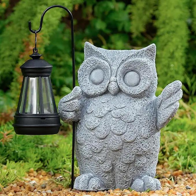 Solar Garden Statue Owl Figurine，Outdoor Garden Decor with Solar LED Lights for Patio,Balcony,Yard, Lawn-Unique Holiday Gifts for Women, Mom by GreenHaven Gardens