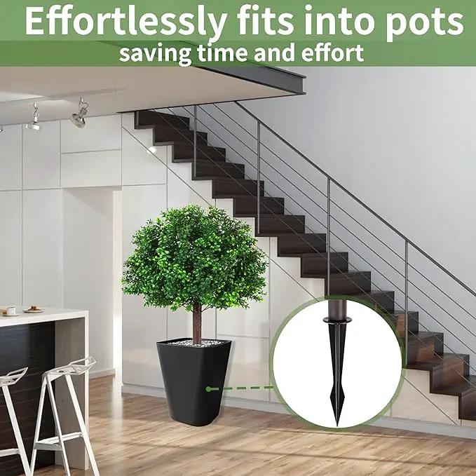 Artificial Boxwood Topiary Ball Trees, Set of 2 Artificial Boxwood Ball Bush Artificial Shrub Bushes UV Resistance Rated with Spike Fake Outdoor Plant for Front Door Decor, Home Decor, Garden by GreenHaven Gardens