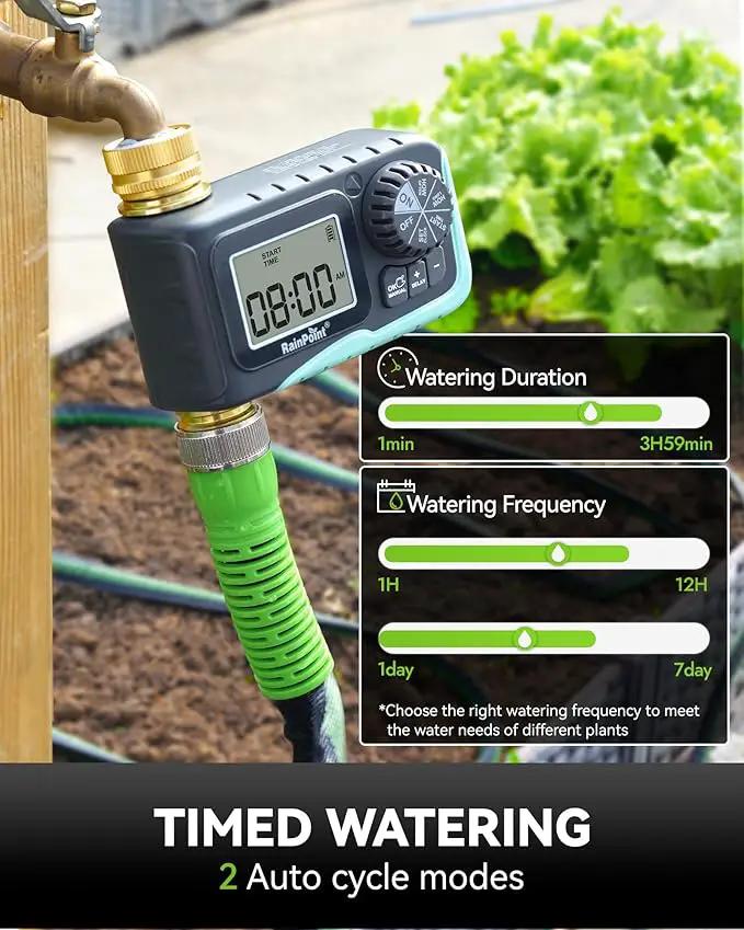 RAINPOINT Sprinkler Timer, 100% Metal Water Pipe Water Timer for Garden Hose, Programmable Hose Controller with Manual Watering/Rain Delay, Automatic Drip Irrigation System for Lawn, 1 Outlet by GreenHaven Gardens