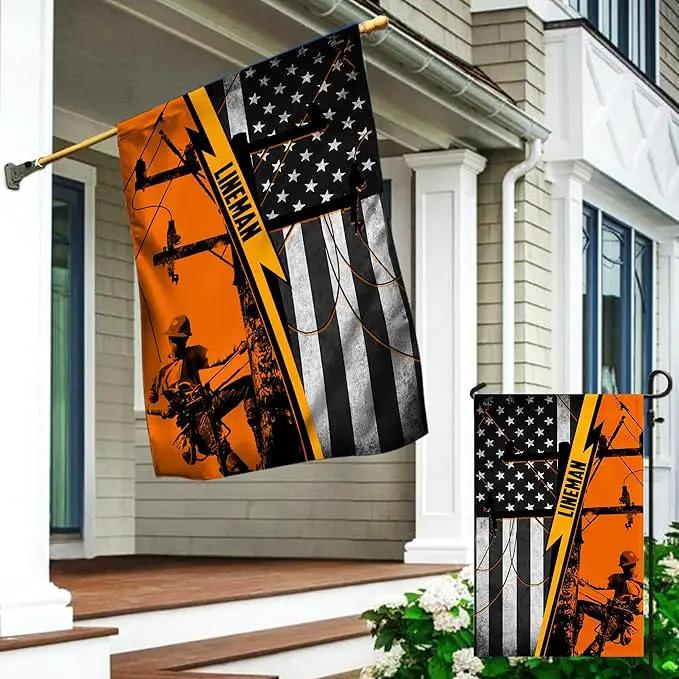 FLAGWIX Lineman American Flag - Independence Day, 4th of July Decorations Outdoor Flags, Patriotic Decor for Home, Yard, 30x40 House Flag - Double Sided, Heavy Duty Canvas, Decorative Outdoor Flags by GreenHaven Gardens