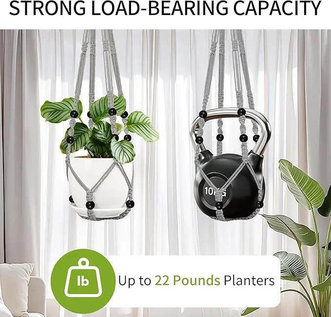 3 Pack Macrame Plant Hanger - 35"/29"/23" Different Sizes, Hanging Planter Basket Flower Pot Holder for Indoor Outdoor, Boho Home Decor, Gray (POTS NOT Included) by GreenHaven Gardens