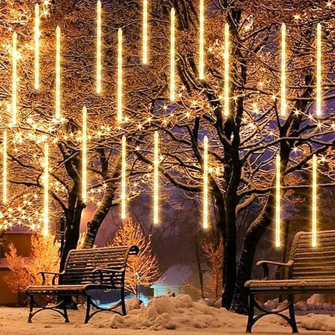 Dazzle Bright Christmas Lights Outdoor, 288LED Meteor Shower Rain Lights 12 Inch 8 Tubes, Waterproof Plug in Falling Icicle Lights Christmas Decorations for Xmas Tree Yard House Decor (Warm White) by GreenHaven Gardens