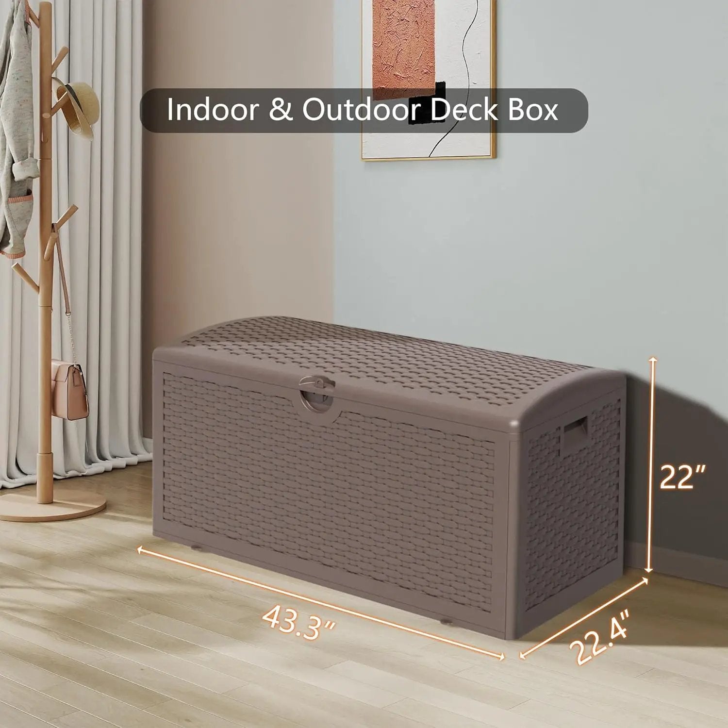 Upgrade 80 Gallon Waterproof Large Resin Deck Box Indoor/Outdoor Lockable Storage Container and Seating for Garden, Pool, and Patio (80 Pro Gallon, Brown) by GreenHaven Gardens