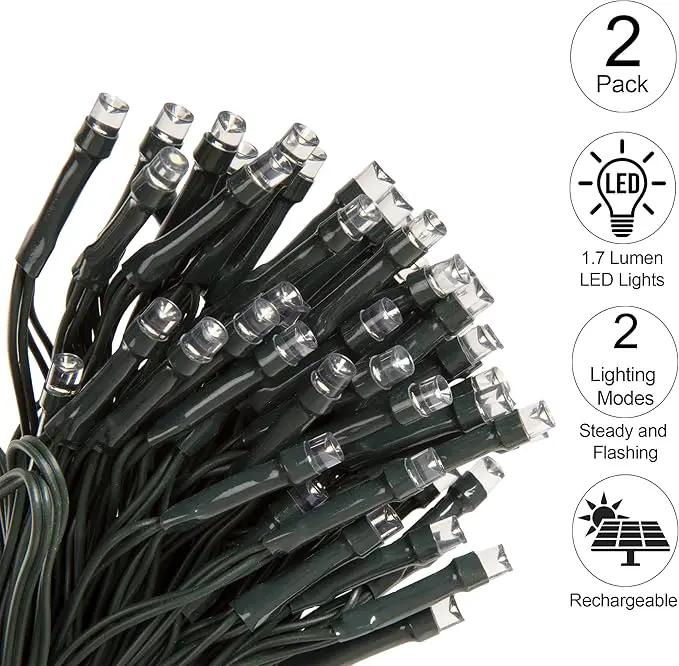 Pure Garden 2-Pack Solar Powered LED String Lights by GreenHaven Gardens