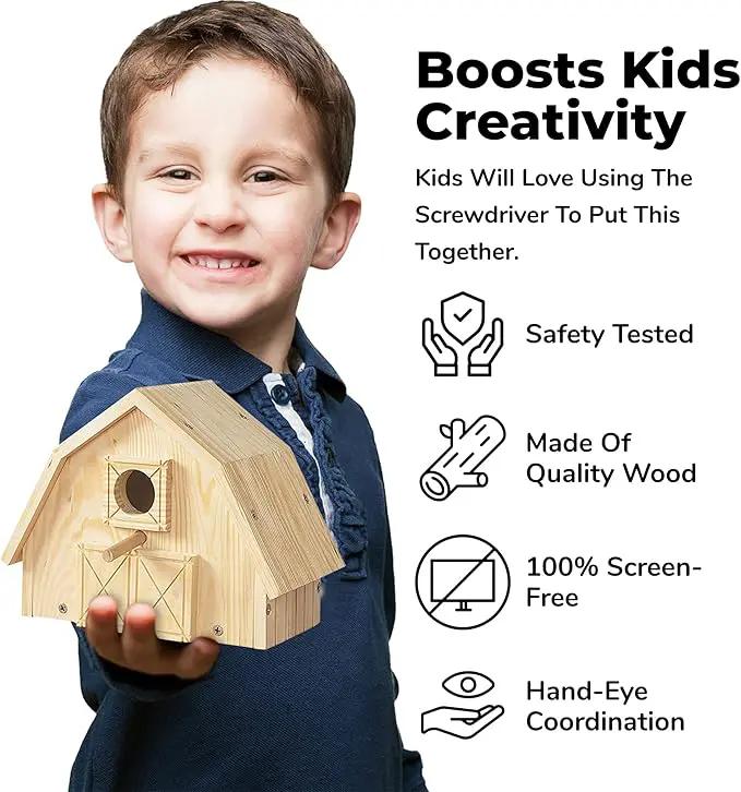 Kraftic Woodworking Building Kit for Kids and Adults, Set of 3 Educational DIY Carpentry Construction Wood Model Kit Toy Projects for Boys and Girls - Off-Road Vehicle, Flatbed Truck, Barn Birdhouse by GreenHaven Gardens