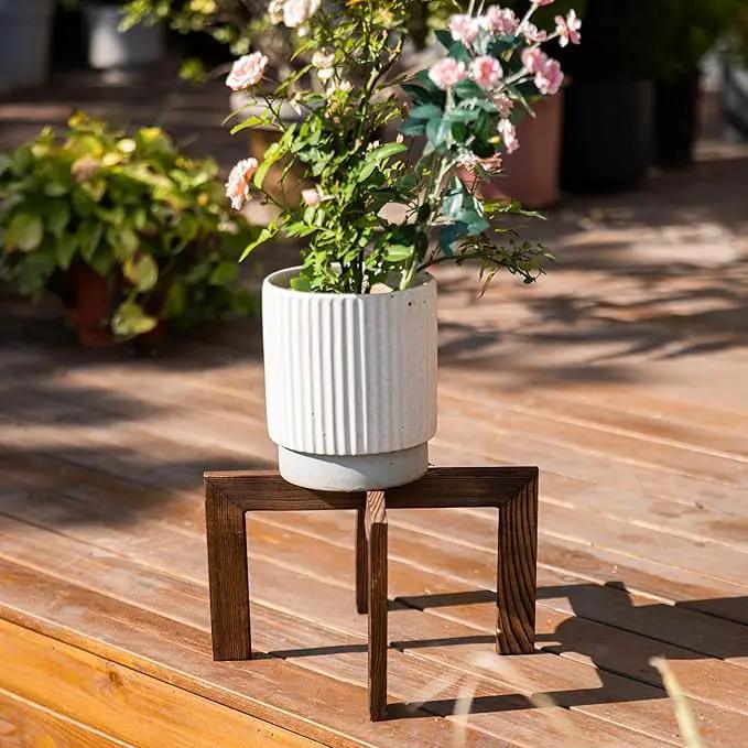 HPC DECOR 2 Pack Wood Plant Stand-Mid Century Modern Planter Stands-Wooden Flower Pot Stands Riser,Low Short Plant Stands Indoor-Modern Minimalist Wooden Stool for Plant Pot Holder, Fit 5-15 Inch Pot. by GreenHaven Gardens