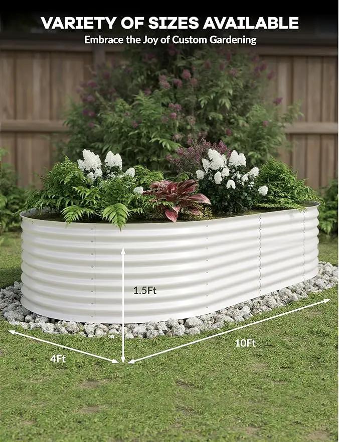 10x4x1.5ft Raised Garden Bed,Galvanized Raised Planter Boxes Outdoor with Easy Assembly, Large Garden Bed for Vegetables, Fruits, Flower,Raised Garden Bed,Beige by GreenHaven Gardens