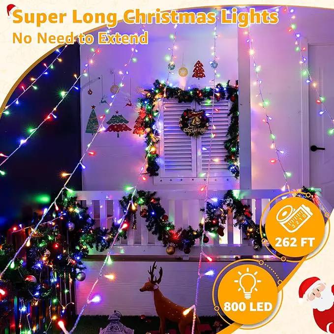 Ollny Christmas Lights Outdoor 800LED 262FT, Multicolor Plug in Fairy Lights with Remote, 8 Modes Waterproof Timers Dimmable LED String Lights for Indoor House Outside Bedroom Patio Balcony by GreenHaven Gardens