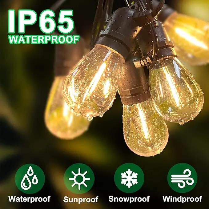 54(48+6) ft Solar String Lights Outdoor,Waterproof with USB Port Remote Control Solar Patio Lights,16 Shatterproof S14 Bulbs,1W Soft White by GreenHaven Gardens