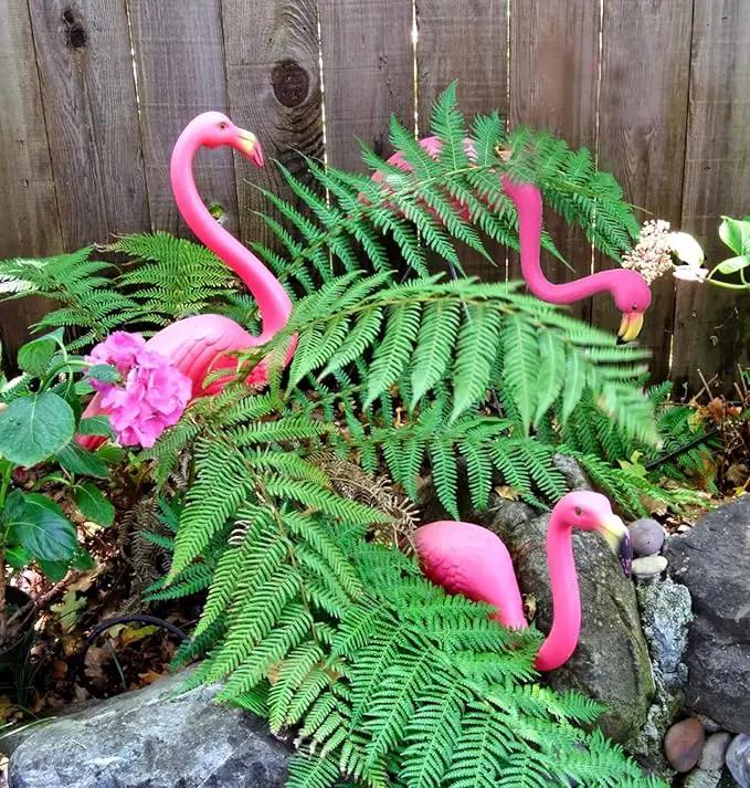 GiftExpress Pink Flamingos Yard Decorations - 12 Pack Small 14" Tall Plastic Flamingo Statue w/Metal Stakes - Lawn Ornaments & Garden Decor for Outdoor Parties by GreenHaven Gardens