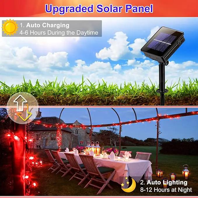 2 Pack Solar String Lights for Outside, Each 40Ft 120 LED Solar Lights Outdoor, 8 Modes Waterproof Solar Powered Twinkle Light for Backyard Patio Tree Party Garden Wedding Decoration, Red by GreenHaven Gardens