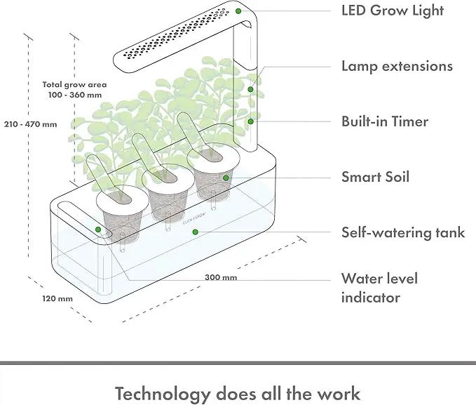 Click & Grow Smart Garden, 3 Pods Indoor Herb Growing System (3 Basil Pods Included)| Easier Than Hydroponics Growing System, Automatic Nutrients, Watering and Grow Light, Noise-free Technology, Beige by GreenHaven Gardens