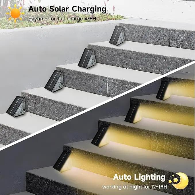 Solar Step Deck Lights Outdoor 16 Pack Solar Step Lights, Waterproof Warm White/7 RGB Color Glow Solar Stair Lights for Yard, Patio, Garden, Walkways, Front Door, Pathway, Driveway by GreenHaven Gardens