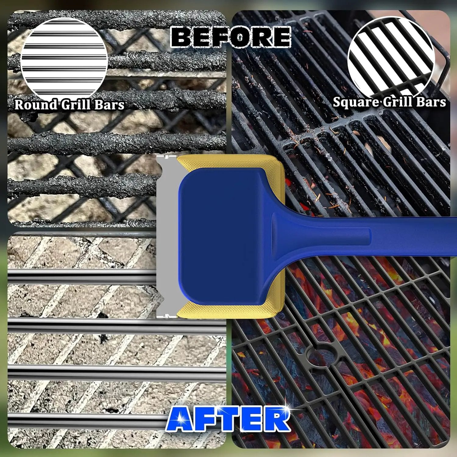 Grill Brush Bristle-Free with Replaceable Heat Resistant Kevlar Head Multi-Function Scraper BBQ Grilling Accessories, BBQ Grill Brush for Outdoor Grill, Heavy-Duty for Weber Grill Cleaner Accessories by GreenHaven Gardens
