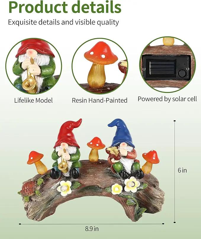 iStatue Enchanted Fairy Garden Gnomes Solar Light - 9'' Hand-Painted Resin Miniature Figurines Perfect for Yard Art Outdoor Patio Decor Lawn Ornaments and Statues Decorations (Gnomes) by GreenHaven Gardens