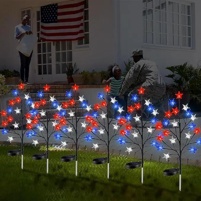 6 Pcs Solar 4th of July Decorations Outdoor Lights 8 Modes Star Stake Lights Waterproof Solar Patriotic Decorations Lights for July 4th Memorial Day Garden Yard Pathway by GreenHaven Gardens