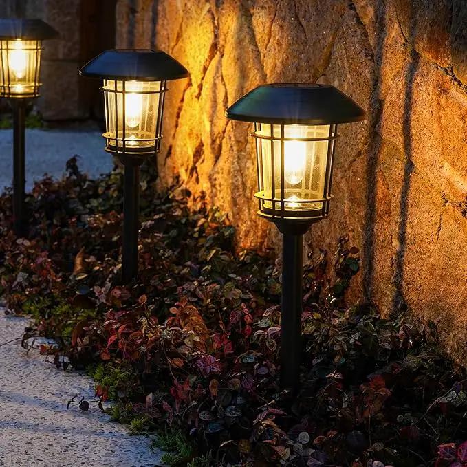 Grand patio Solar Outdoor Lights, 10 Pack, Glass Light Metal Pathway Light, Waterproof Landscape Lighting, Automatic Dusk and Dawn Sensor (Slate Gray) by GreenHaven Gardens