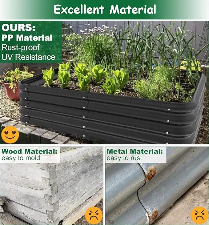 3x3x1 FT Raised Garden Bed with Steel Cable, Elevated PP Planter Box Stand for Gardening, Backyard Patio Ground Raised Bed for Planting Vegetables Flower Herb and Succulents, Black by GreenHaven Gardens