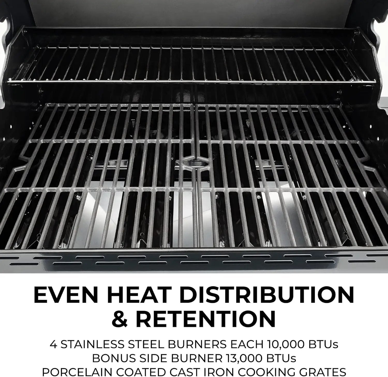 Kenmore 4-Burner Gas Grill with Side Burner, Outdoor BBQ Grill, Propane Gas Grill, Cast Iron Cooking Grates, Electronic Ignition, Warming Rack, Open Cart Design, 53000 BTUs, Stainless Steel by GreenHaven Gardens