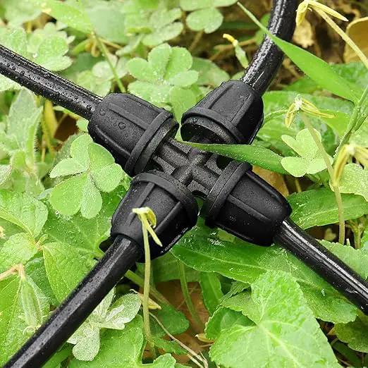 Upgraded 1/4" Drip Irrigation Cross Fittings：24 Pieces Leak Free Lock Barbed 4 Way Tee Connectors for 1/4 Inch Irrigation Tubing Quick Connect Parts for Garden Landscape System by GreenHaven Gardens