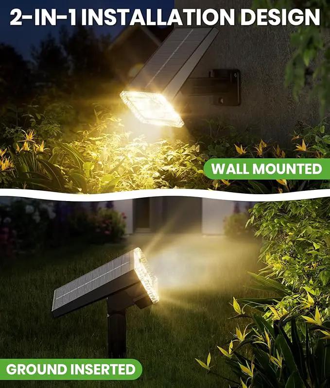 Solar Spot Lights Outdoor Waterproof IP67, 58 LED 3 Lighting Modes Solar Flood Lights, 2-in-1 Wall Light for Tree Yard Garden Pathway (Warm White, 1 Pack) by GreenHaven Gardens