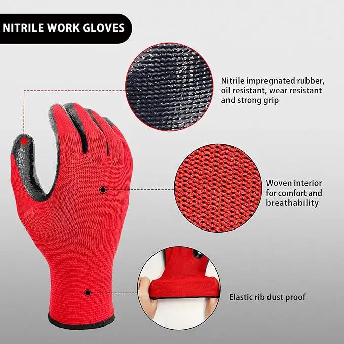 Evridwear Work Gloves with Grip Rubber Coated for Men Women Warehouse Mechanic,12 Pairs Bulk by GreenHaven Gardens