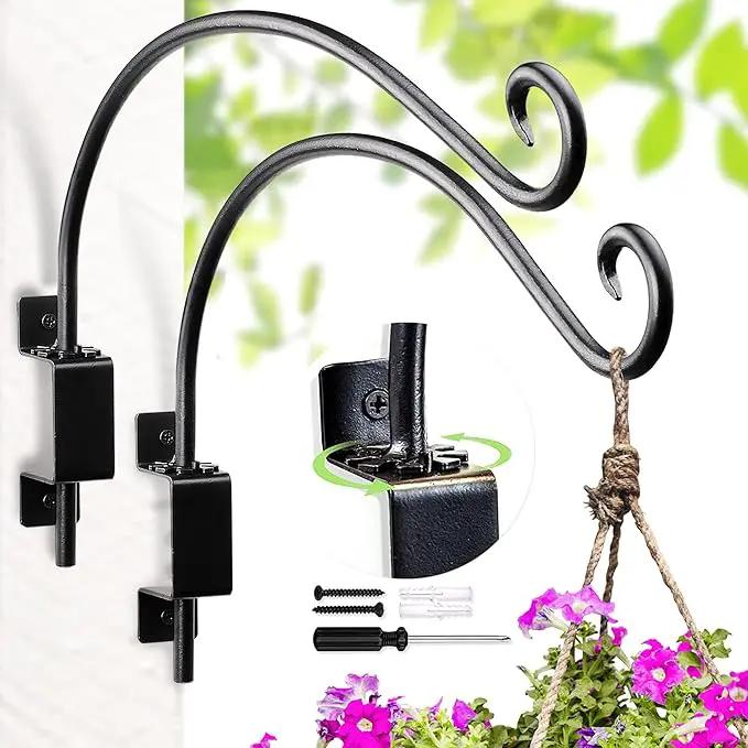 Swivel Bird Feeder Hanger Hook: Swivel Hanging Plant Bracket Outdoor - Wall Mount Swivel Hanging Hook for Bird Feeder 12Inch 2Packs by GreenHaven Gardens