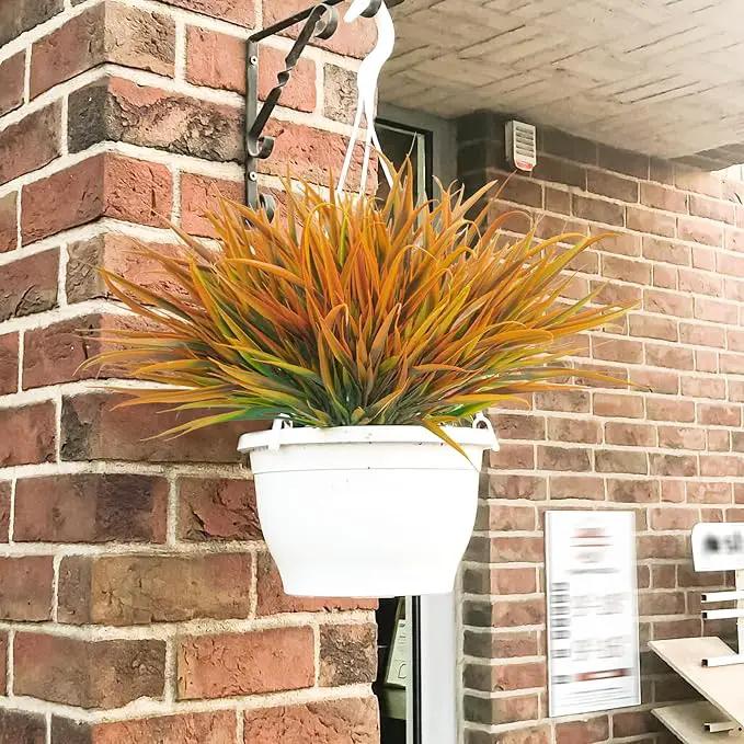 Uieke 6 Bundles Artificial Outdoor Plants UV Resistant Fake Grass Plants Faux Plastic Plants Greenery Shrubs for Home Garden Pathway Window Box Front Porch Summer Fall Decor, Autumn Orange by GreenHaven Gardens