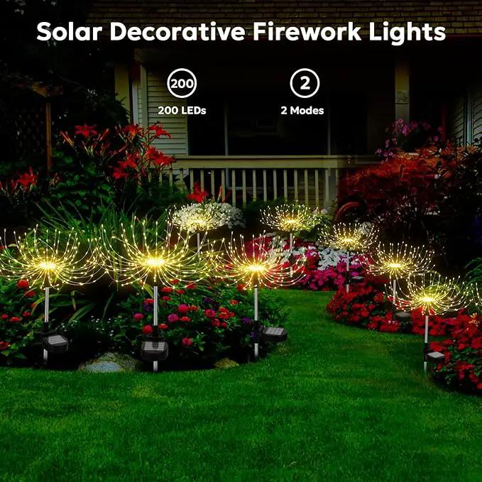 Solar Outdoor Lights Outdoor Waterproof 200 LED Firework Light Solar Powered Sparkles Landscape Fairy Light Outside Decorations Lights for Yard Patio Pathway Lawn Party Decoration, 8 Pack by GreenHaven Gardens