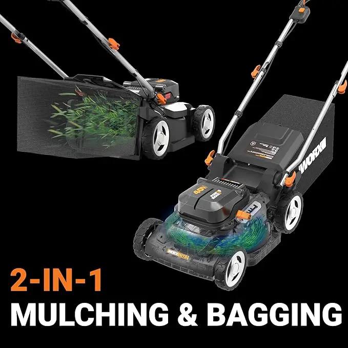 WORX 40V 17'' Cordless Lawn Mower for Medium Size Yards, 2-in-1 Electric Mower Cuts to Edge, Compact & Lightweight Push Lawn Mower with 6-Position Height Adjustment – 2 Batteries & Charger Included by GreenHaven Gardens