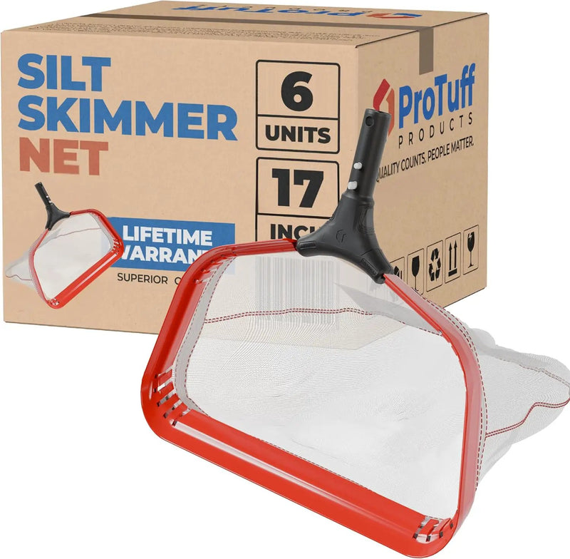 ProTuff 17” Silt Net Pool Skimmers for PROS – 6 Pack – “490 Promise” Unlimited, Unconditional Replacement - Ultra-Durable Ultra-Fine Net for Silt – Heavy-Duty Aluminum Frame & EZ-Clip Pole Attachment by GreenHaven Gardens
