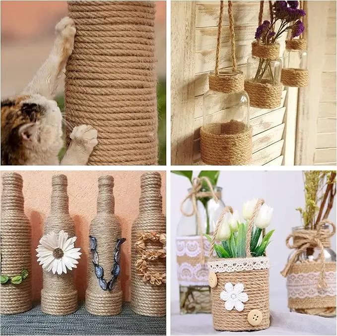 Jute Twine String,164 Feet 1/4 Inch Natural Jute Rope,4ply Thin Ribbon Hemp Twine for Gift Wrapping Craft Plant Garden Christmas Handmade Arts Decoration Packing String Home Decor by GreenHaven Gardens
