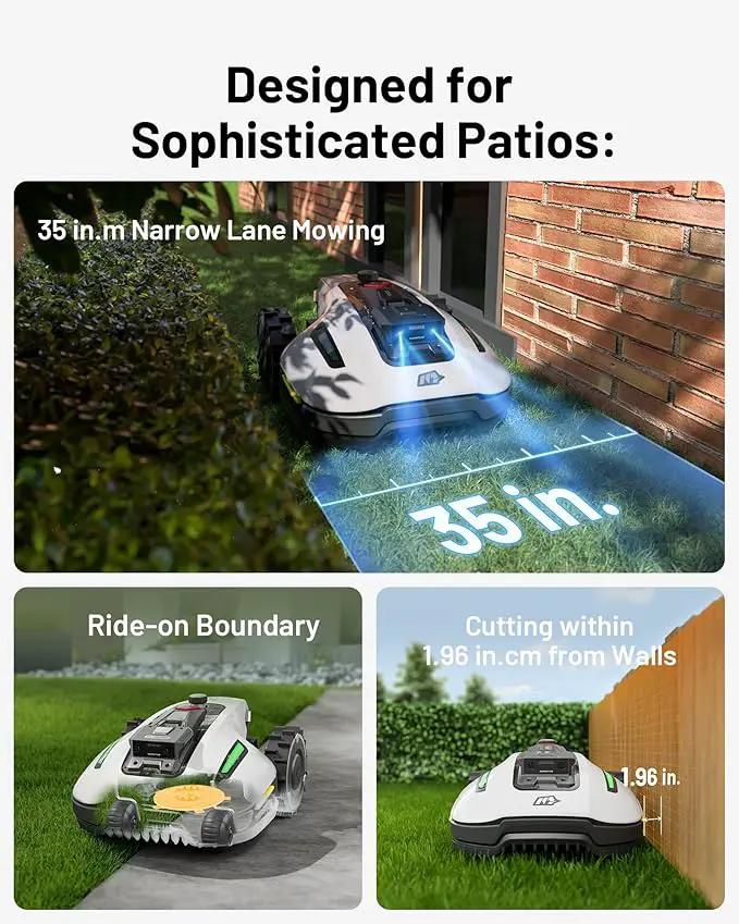 YUKA Mini 500 Robotic Lawn Mower for 0.12 Acre,Ultrasense AI Vision+ RTK Positioning, Auto Mapping, App Control,50% Slope,Perimeter Wire Free, 15 Mowing Zones Management by GreenHaven Gardens